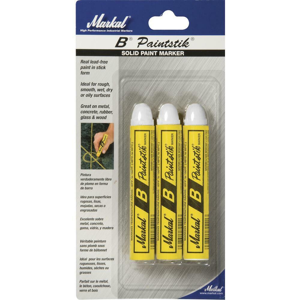B Paintstik Paint Marker Crayon - 3 Pack WHITE Industrial Construction Marking
