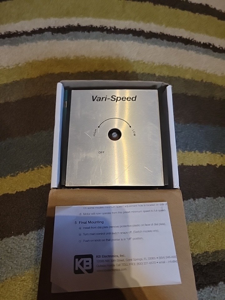 KB Electronics Model KBWC-115K (UR) Variable Speed Fan Control, Wall Mount, R...