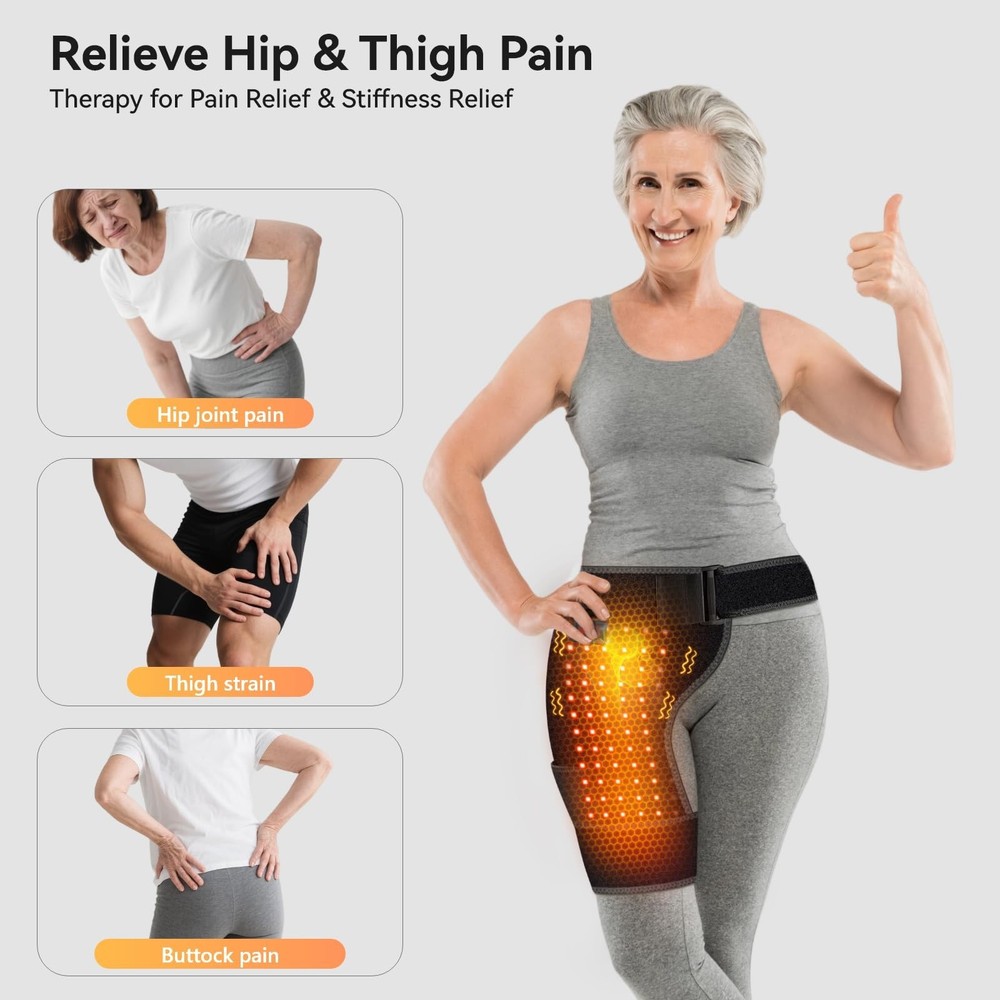 Yabuu Cordless Heated Hip Joint Support Bracket Heating Pad with Massage, Use...