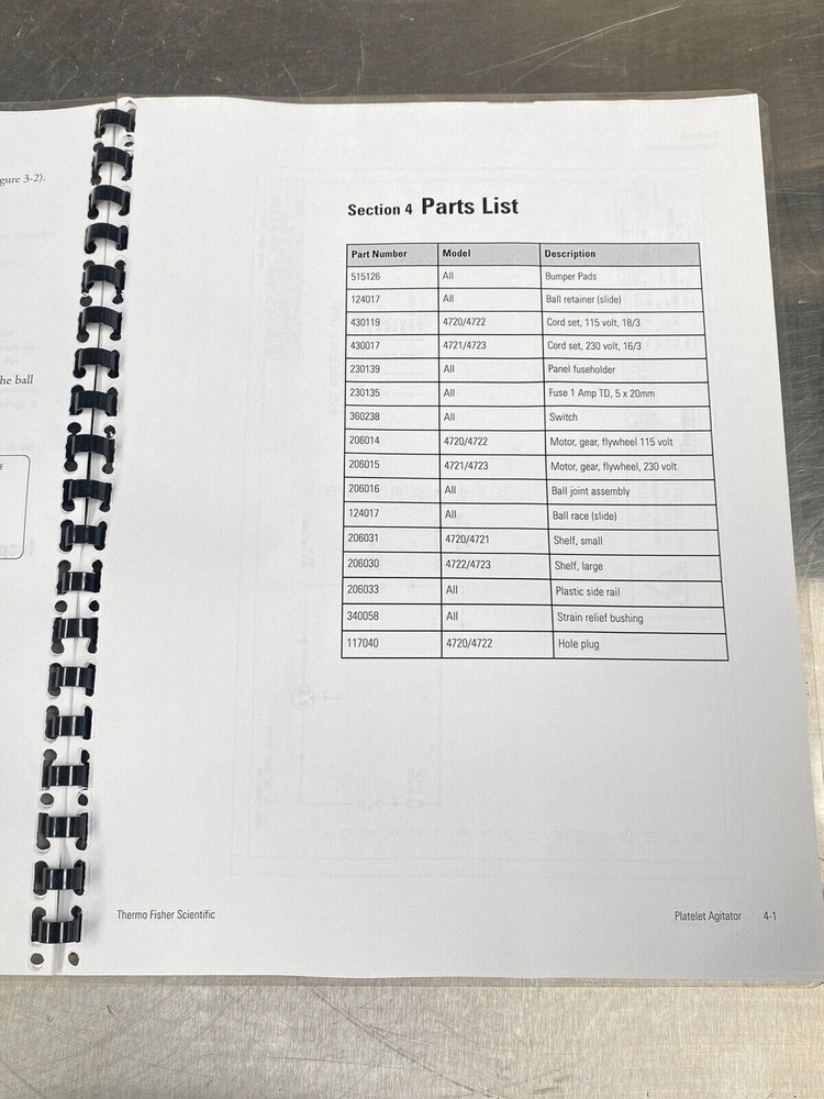 Thermo Model 4720 Series Forma Platelet Agitator 2004 - Users Manual / Book