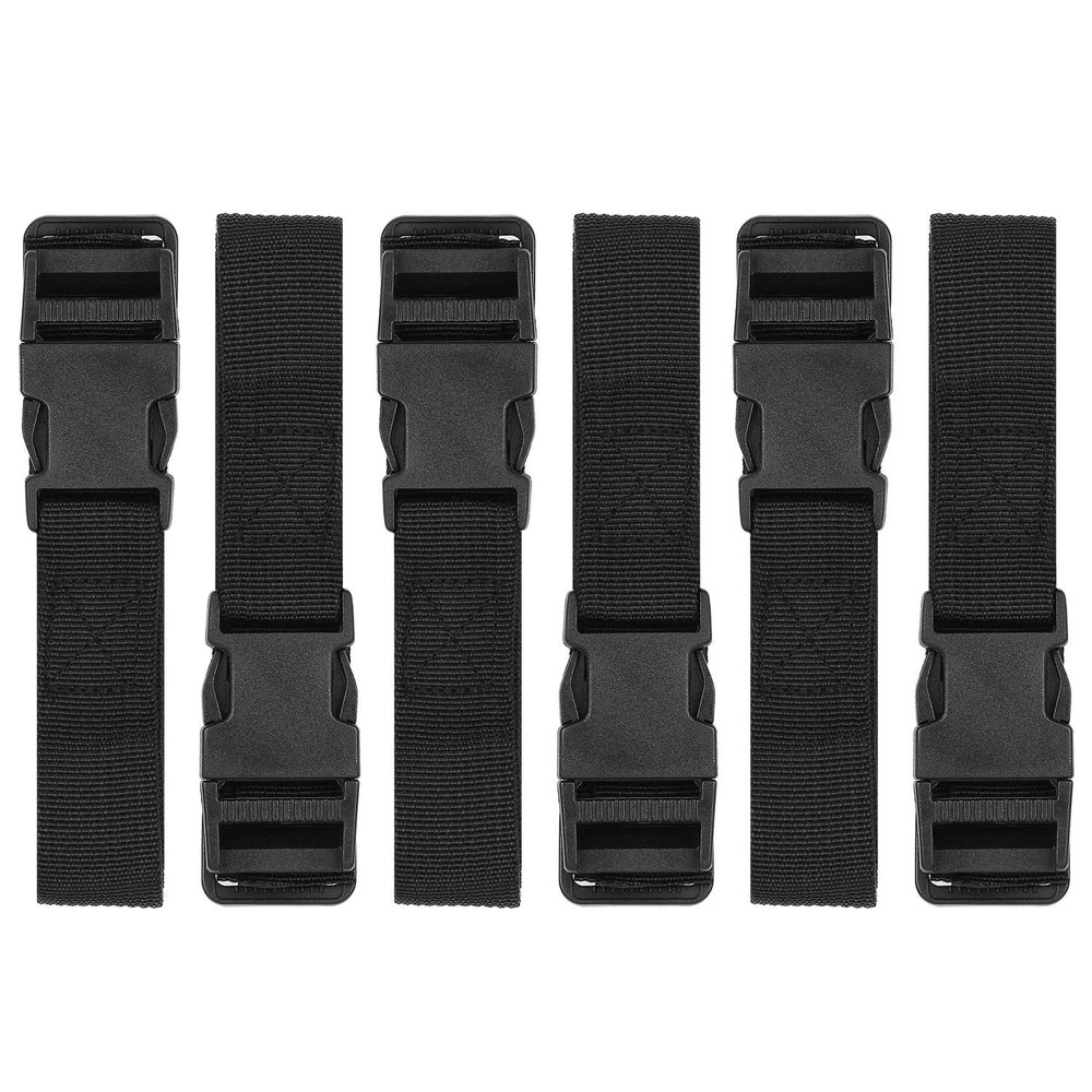 6 Pack Luggage Nylon Straps with Quick Release Buckle 1inch-6pc, Black
