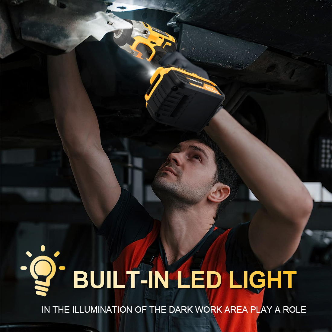 HIGH TORQUE 1/2" IMPACT WRENCH BRUSHLESS CORDLESS BATTERY IMPACT GUN KIT -Yellow