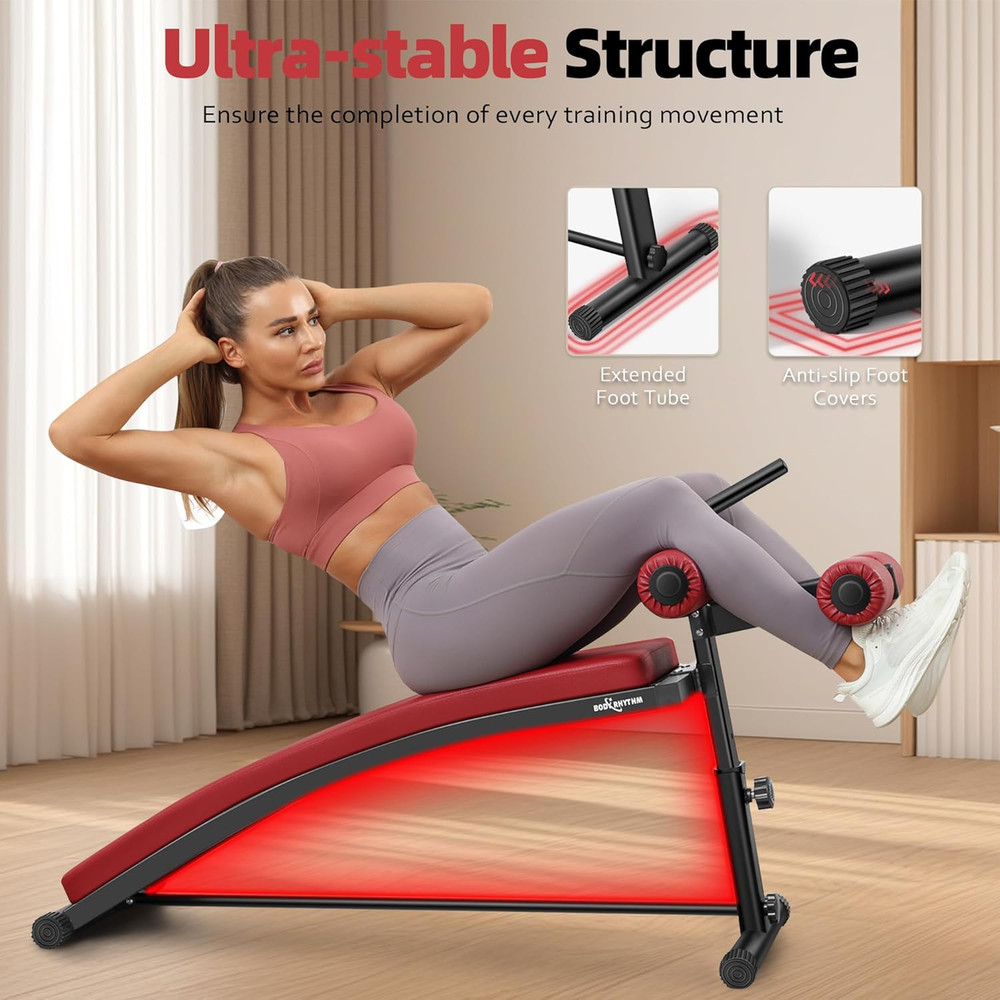Adjustable Sit-Up Bench with Crunch Handle for Home Gym Workouts