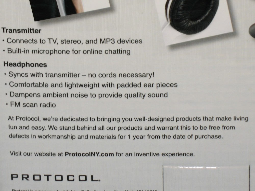 PROTOCOL ~ HI-DEF ~ WIRELESS HEADPHONES ~ MODEL # 5032-4