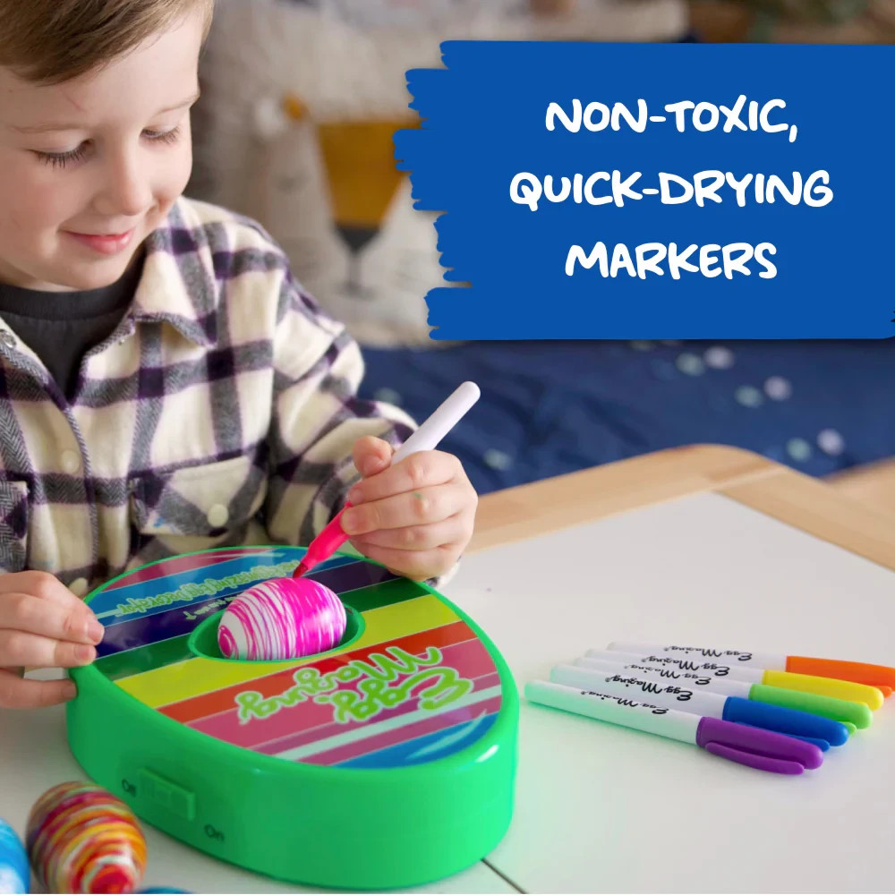 The EggMazing Egg Decorator Kit - Egg Spinner & Non toxic markers