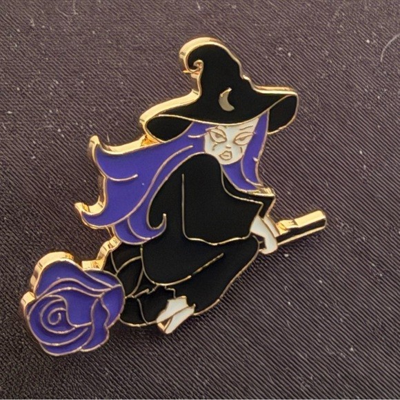 Witch purple rose celestial Enamel Pin