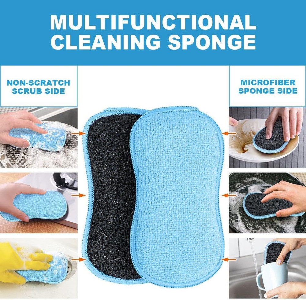 HOMEXCEL 12 Pack Multi-Purpose Scrub Sponges Kitchen, Dish Sponge, Blue