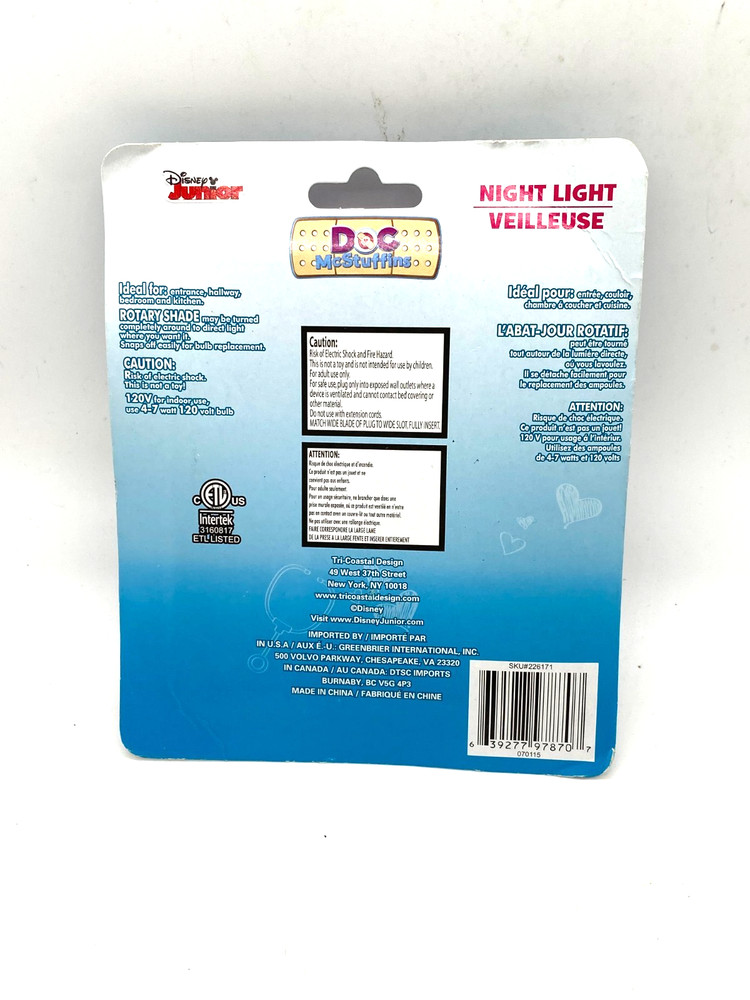 Disney Doc MacStuffins Veilleuse / Night Light, Plug In, New