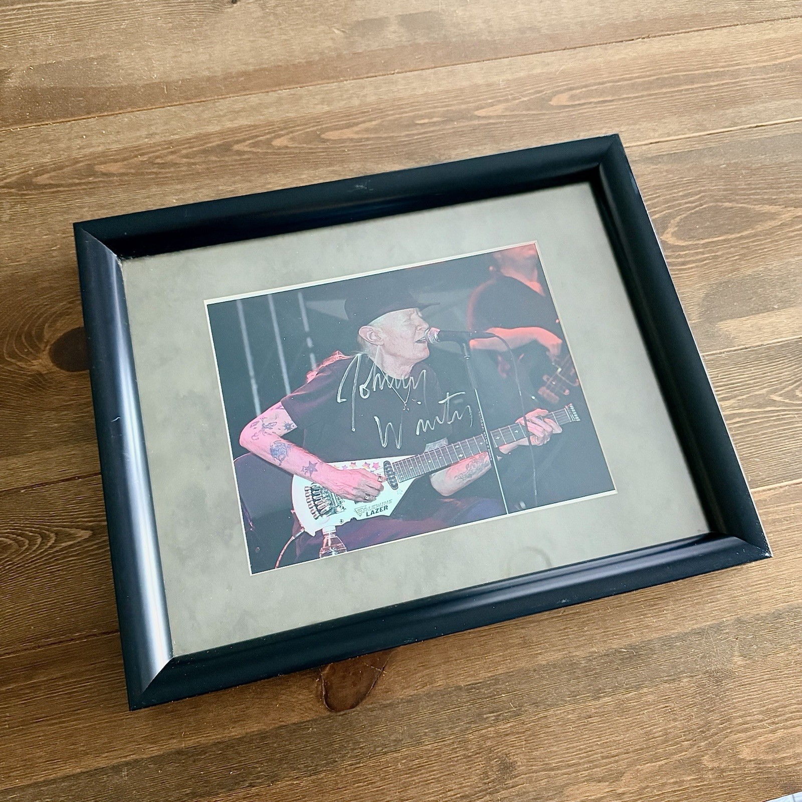 JOHNNY WINTER Signed Autograph 15x12" Framed Photo
