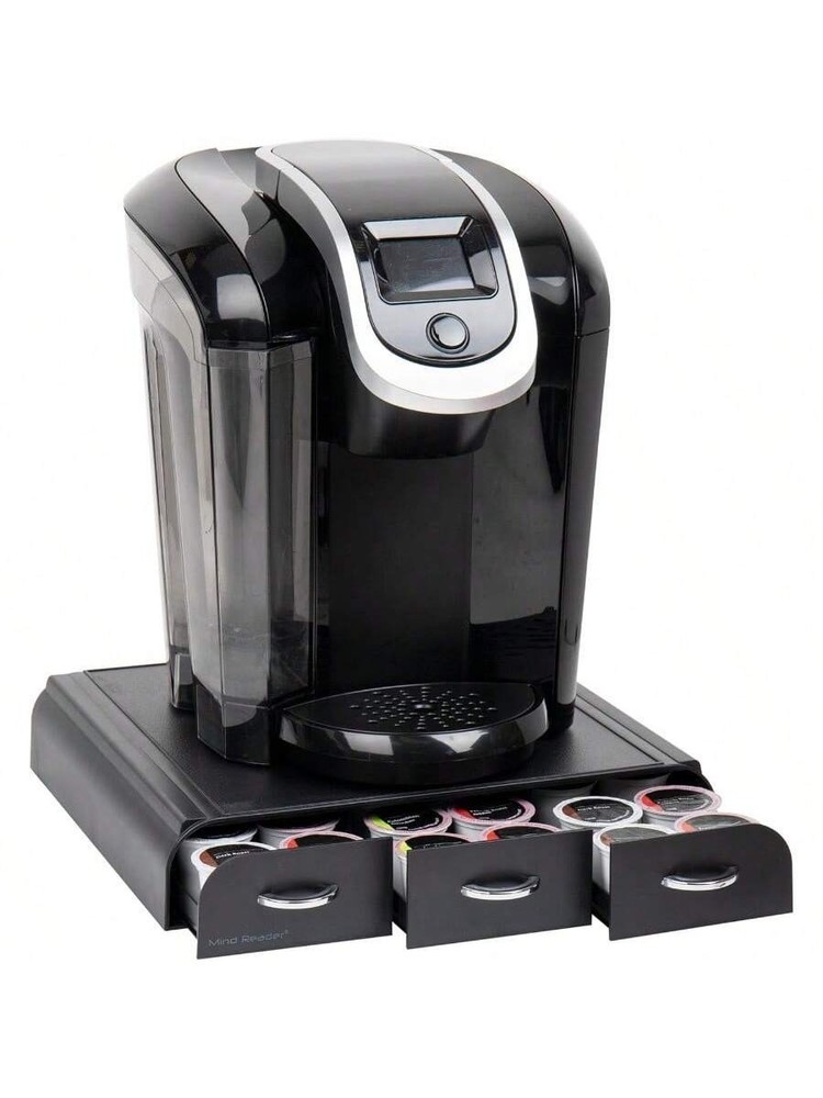 Single-cup coffee capsule storage box, three-layer design,holds36capsules,black.