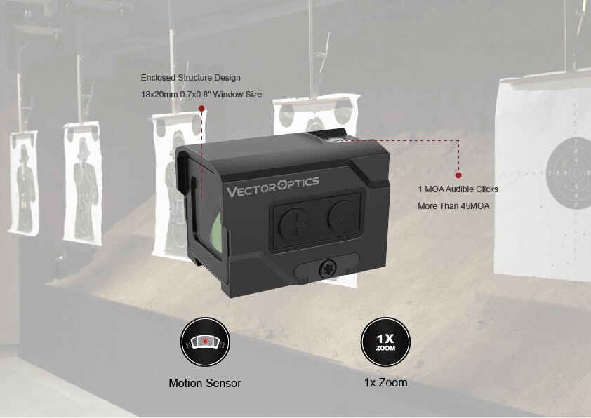 MOTION SENSOR ENCLOSED REFLEX OPTIC SIGHT FOR GLOCK MOS WITH ACRO ADAPTER PLATE