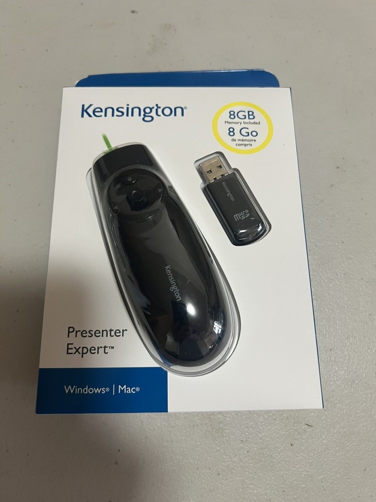 Kensington Expert Wireless Presenter with Green Laser Pointer and Cursor Control