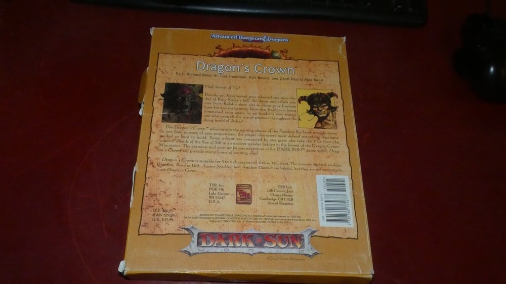 TSR AD&D: Dark Sun DSE1: Dragon's Crown box set: Complete