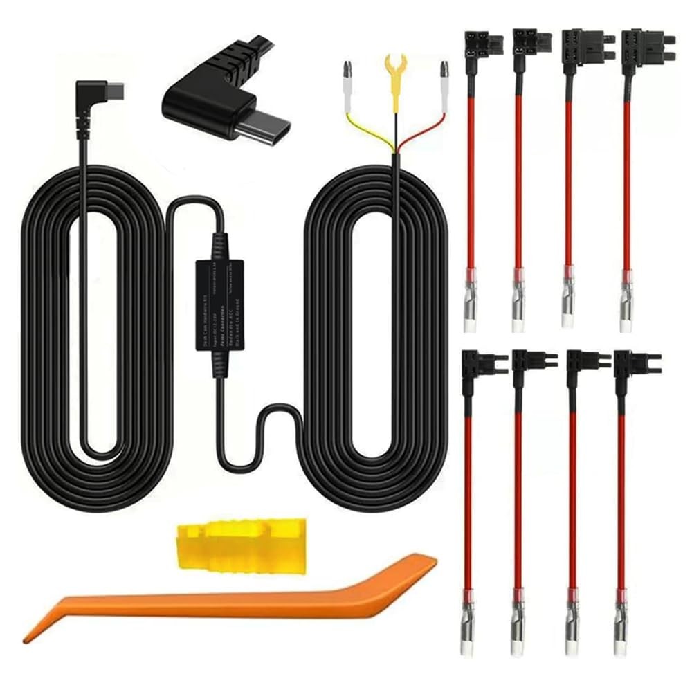 Car Camera Acc Multi-Size Hardwire Kit for Dash Camera,Yadishen USB C Black