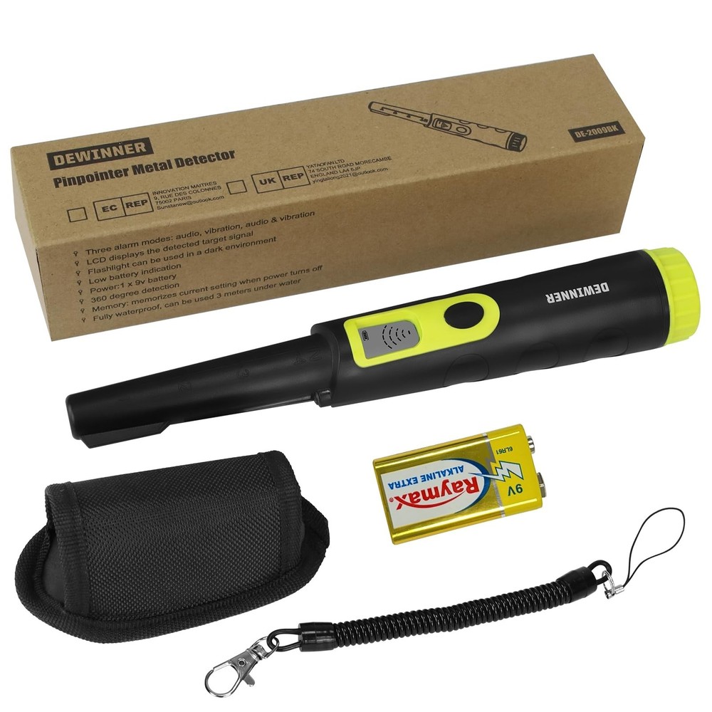 DEWINNER Metal Detector Pinpointer with LCD Display, IP68 Full Waterproof Met...