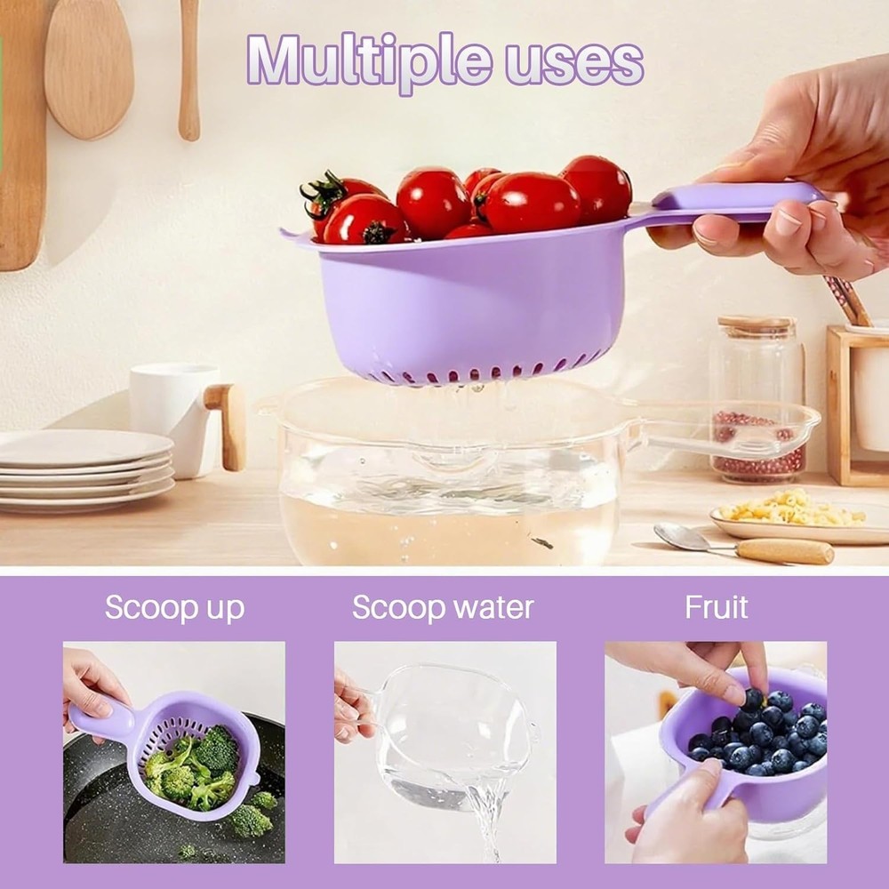 Kitchen Dual-Layer Draining Basket W/ Handle Small Fruit Spinner And Strainer