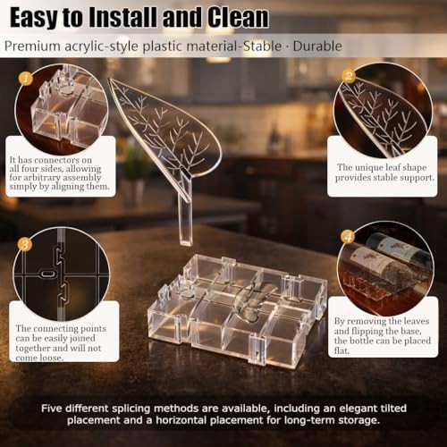 DIY Modular Wine Bottle Holders,Wine Bottle Stands for 2 Transparent