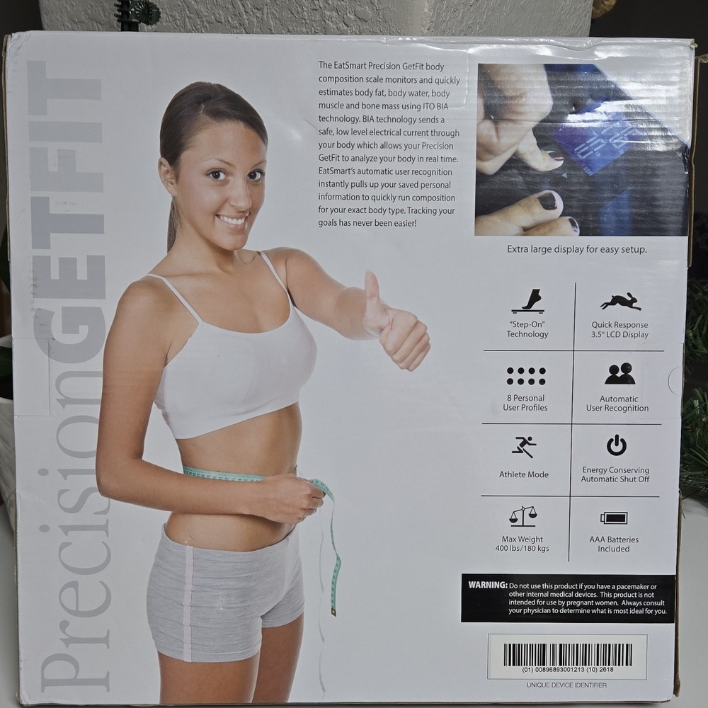 EatSmart Precision GetFit Body Analyzing Digital Glass Modern Black Scale