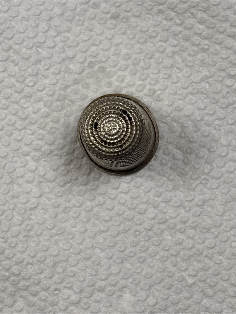 Antique Sterling Silver Size 9 Etched Thimble