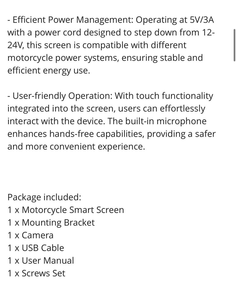 YueHoo Smart Motorcycle Display M792 W/camera And Mounting Hardware