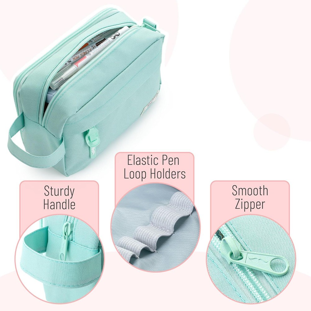 Mr. Pen- Large Capacity Pencil Case, Mint Green, Pouch, Green