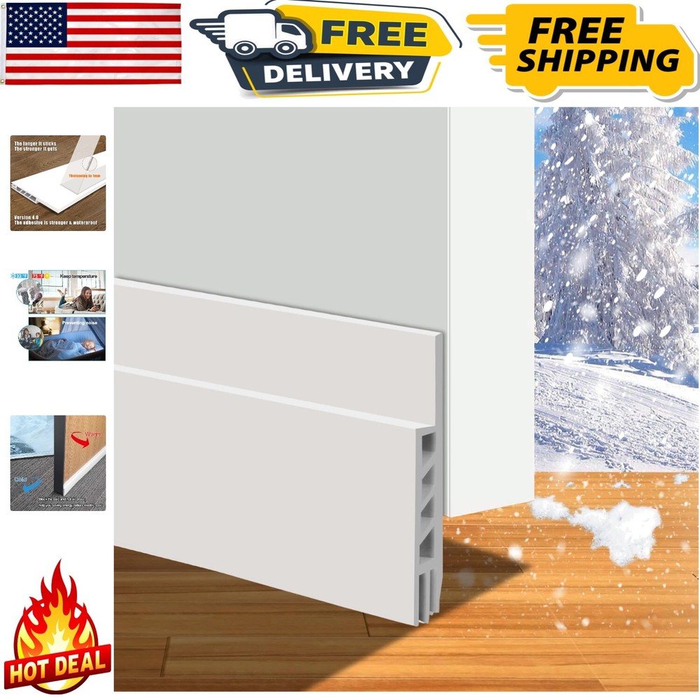 2-Pack White Door Draft Stopper for Ultimate Noise & Temperature Insulation