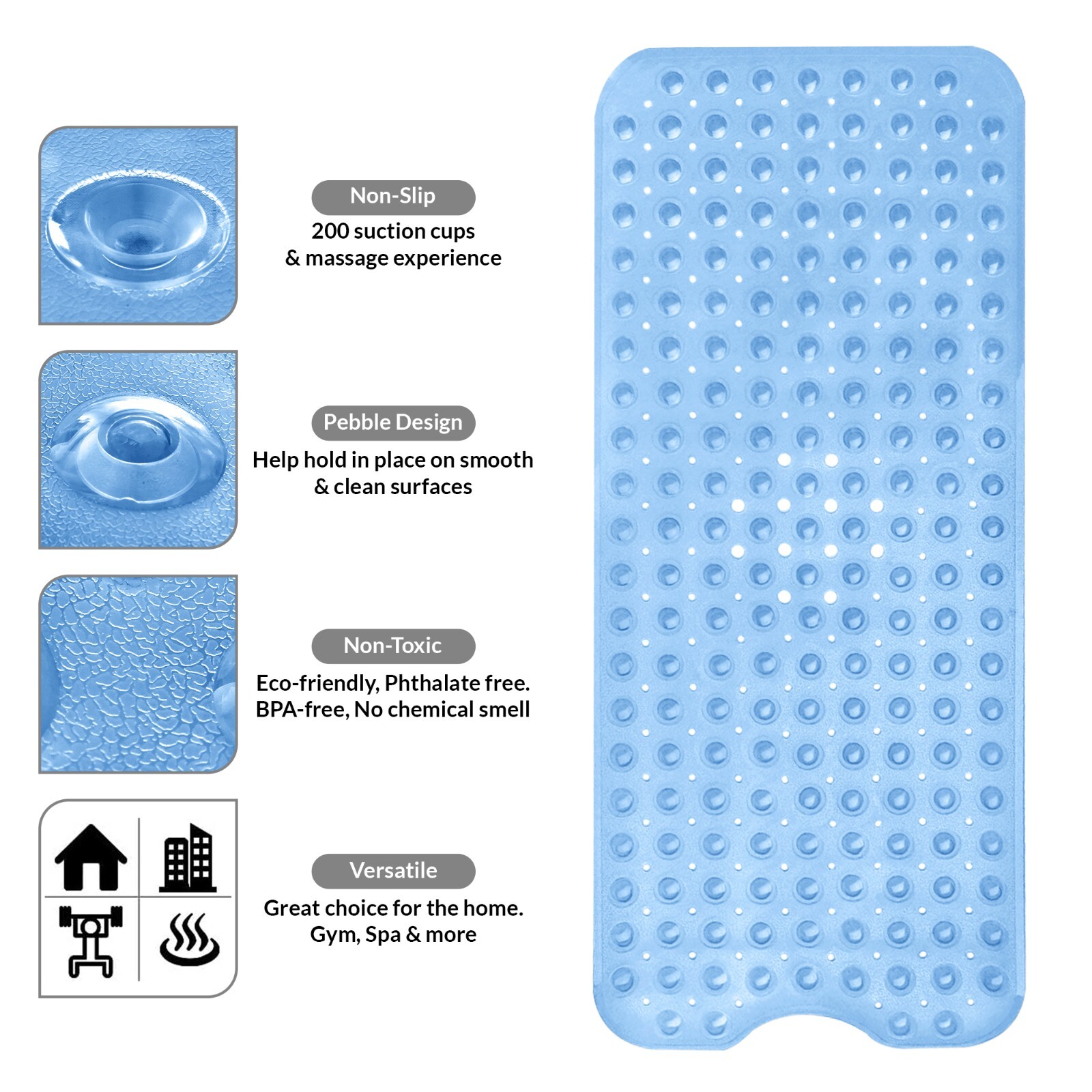 Non Slip Bathtub Mats Suction Cups Washable Bathroom Inside Shower Mat Anti Mold