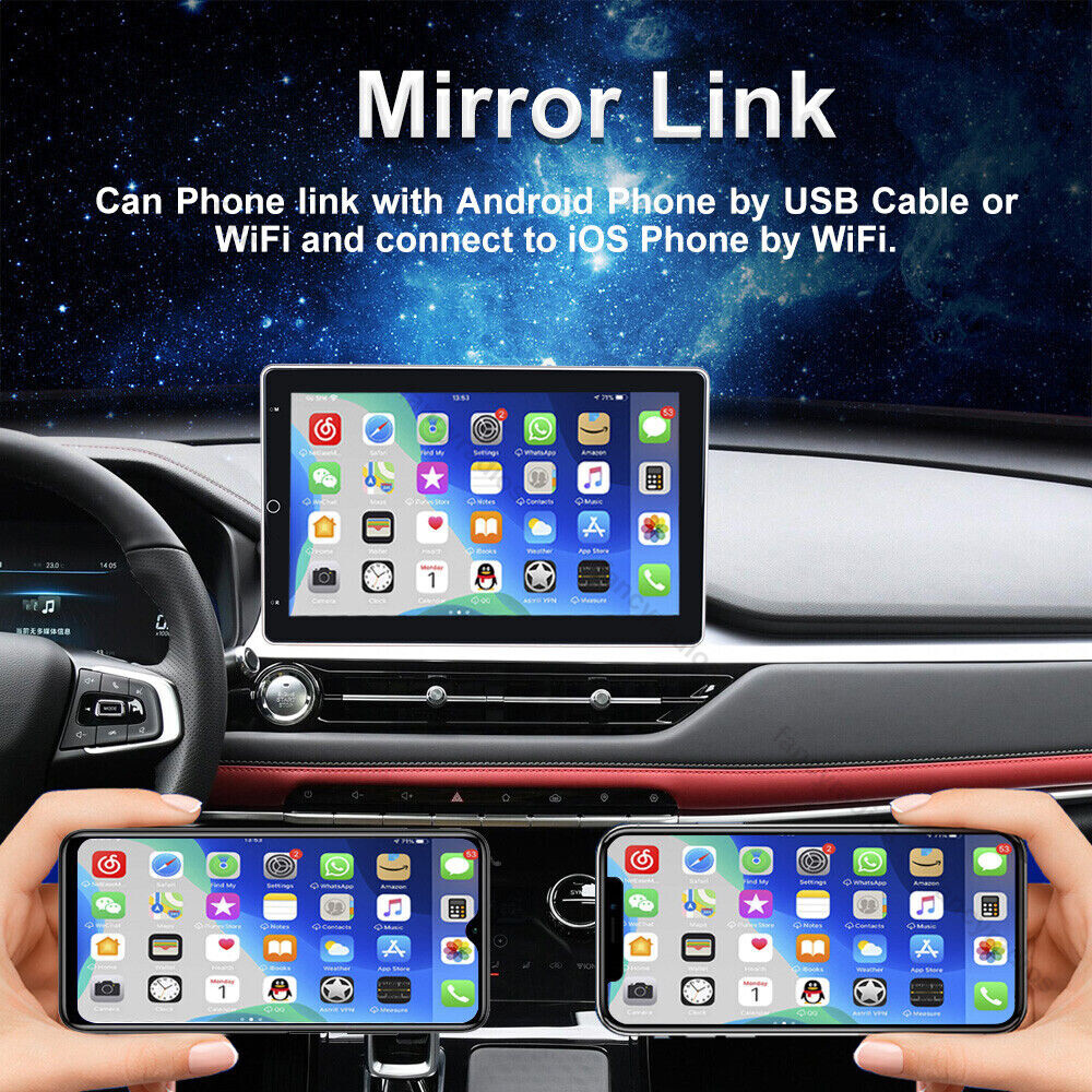 Double 2Din Rotatable 10.1'' Apple Carplay Android 13 Car Stereo Radio GPS Wifi