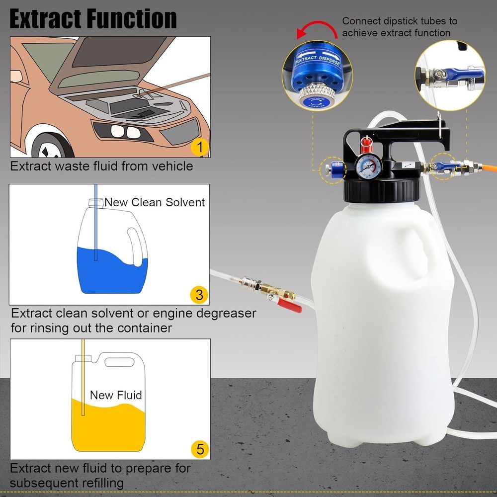 High-Capacity 10L Pneumatic Fluid Extractor with Easy Bidirectional Operation