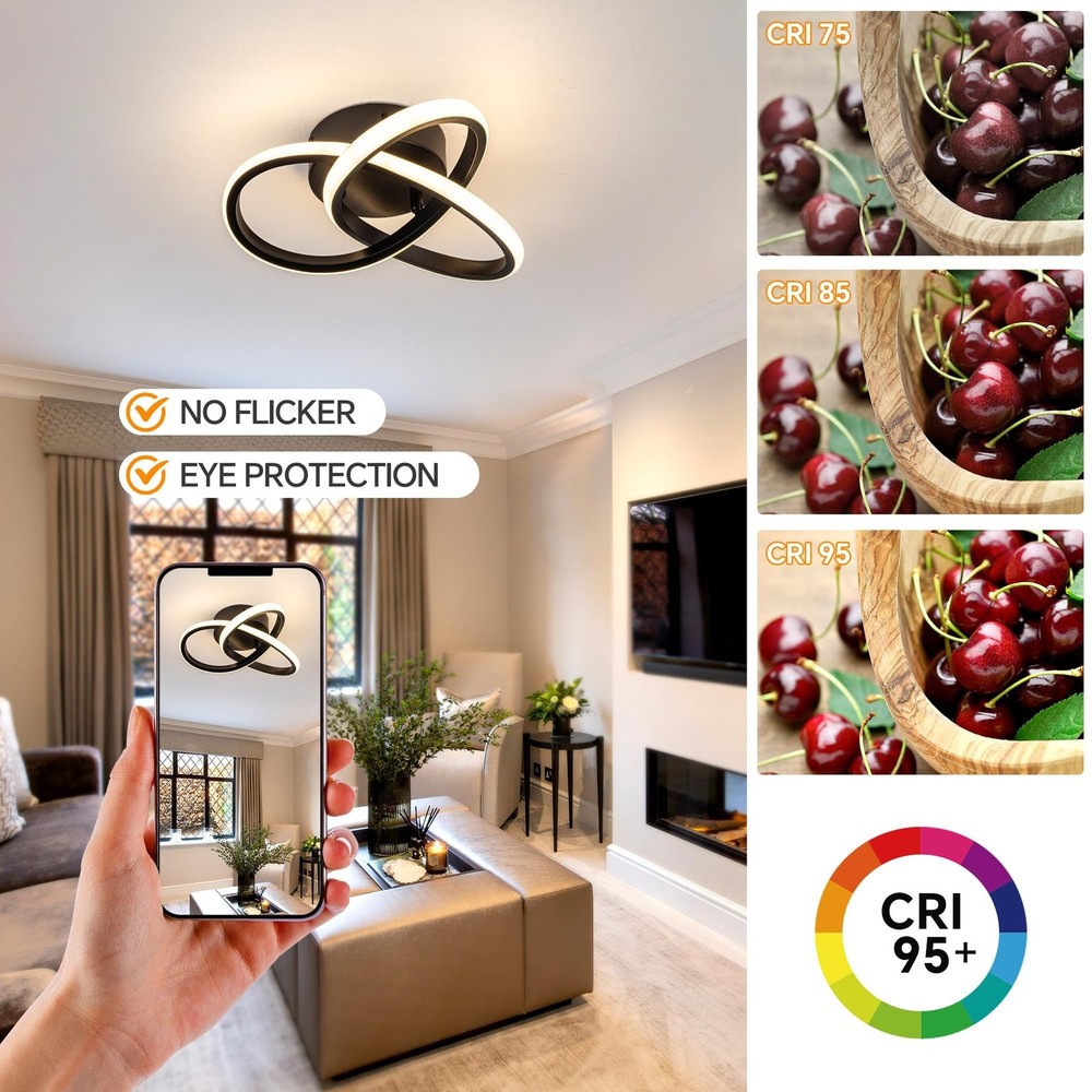 10 Inch Modern Ceiling Light, 24W LED Dimmable Ceiling Light with Remote Cont...
