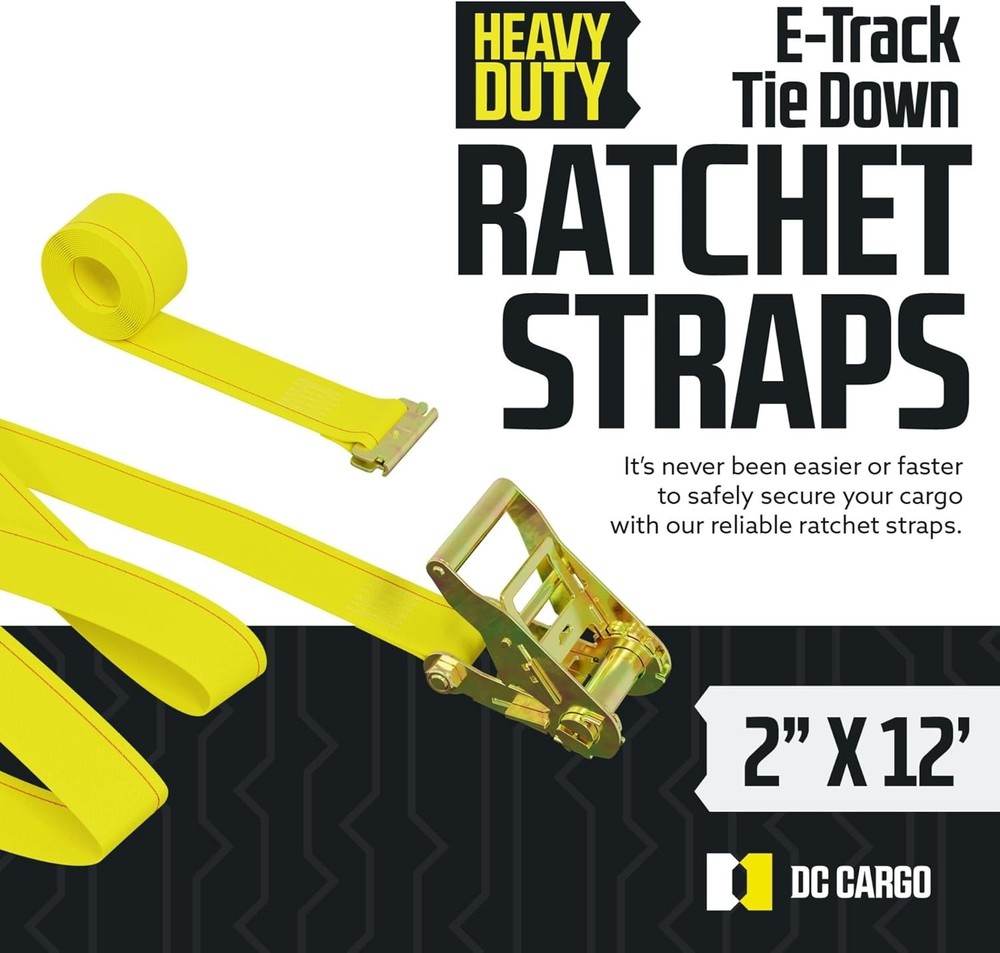 Professional Grade 8-Pack E-Track Ratchet Straps, 1000 lbs Safe Load Capacity