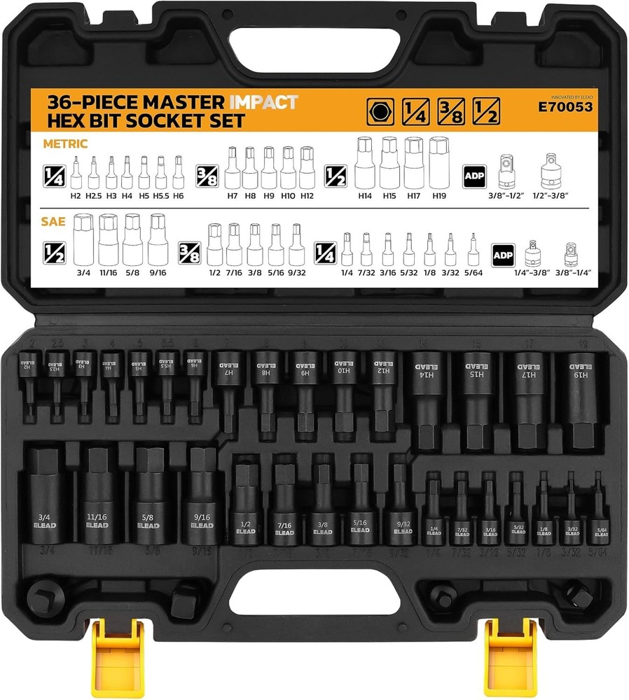 31-Piece Torx Bit Socket Set 14 Star Bits T8-T70 & 13 E-Torx Sockets E4-E24