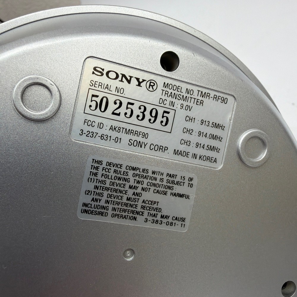 Sony TMR-RF90 Wireless RF Audio Transmitter Base with AC-S901 9V Adapter