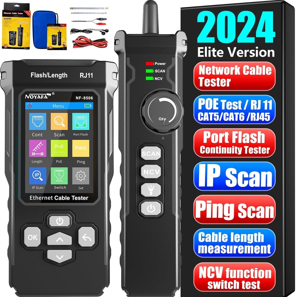 Handheld Network Cable Tester with Ping Function and Cable Length Measurement