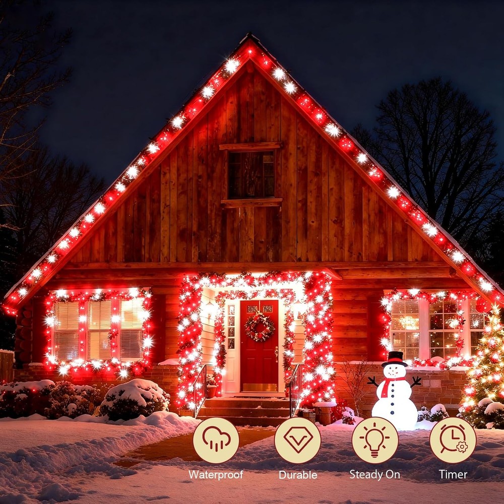 9.8ft 30 LED Red & White Christmas String Lights