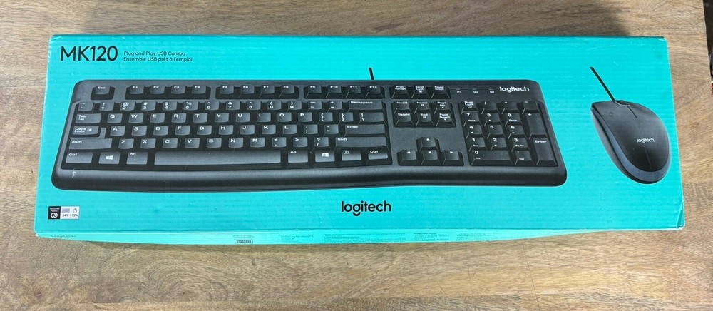 Logitech MK120 Wired USB Keyboard Mouse Desktop Combo Set