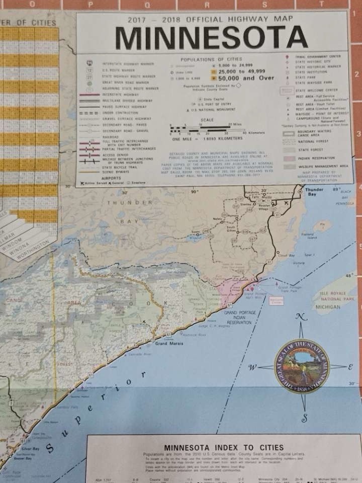 MINNESOTA OFFICIAL STATE HIGHWAY MAP 2017 - 2018