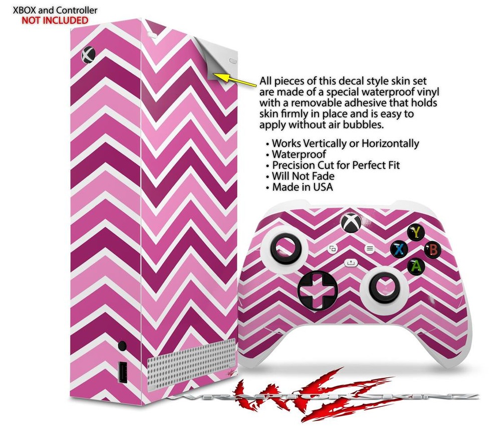 Skin Wrap for XBOX Series S Console Controller Zig Zag Pinks