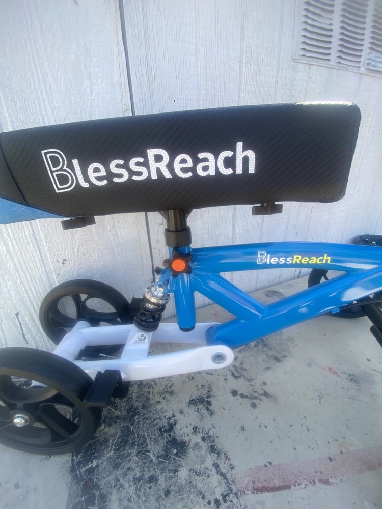 Blessreach Steerable Knee Walker Deluxe Scooter 300Lb Blue Foldable