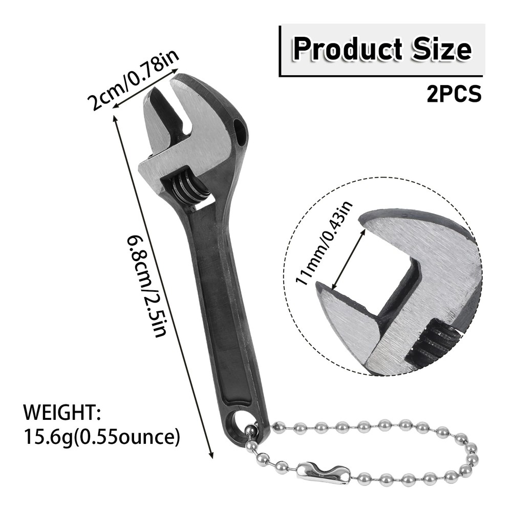 2 Pcs 2.5'' Tiny Adjustable Wrench, Mini Adjustable Wrench Small Crescent Wre