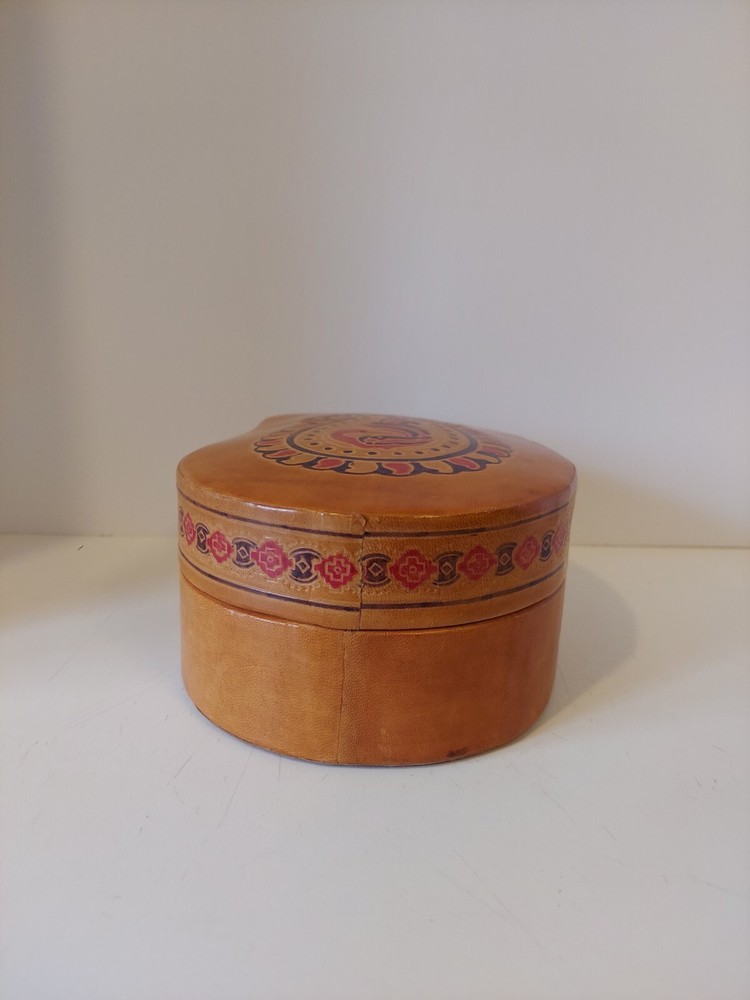 Handmade Leather Box With A Bird Paisley Design