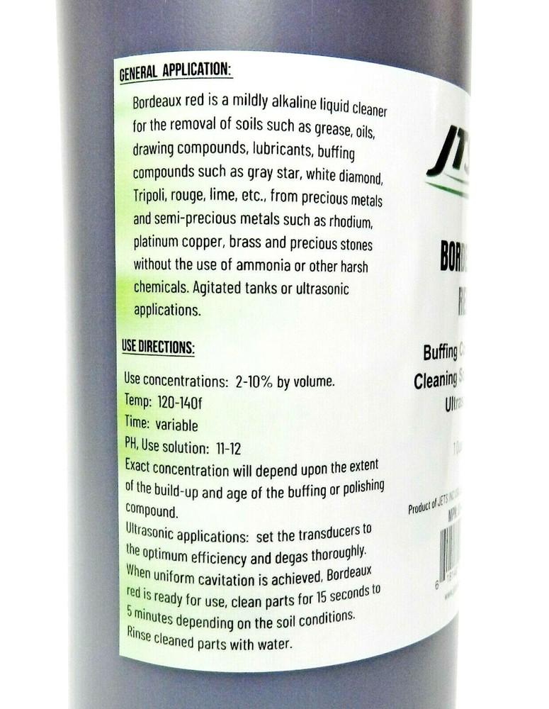 Ultrasonic Cleaning Solution JTS Bordeaux Red 1 Quart Buffing Compound Remover