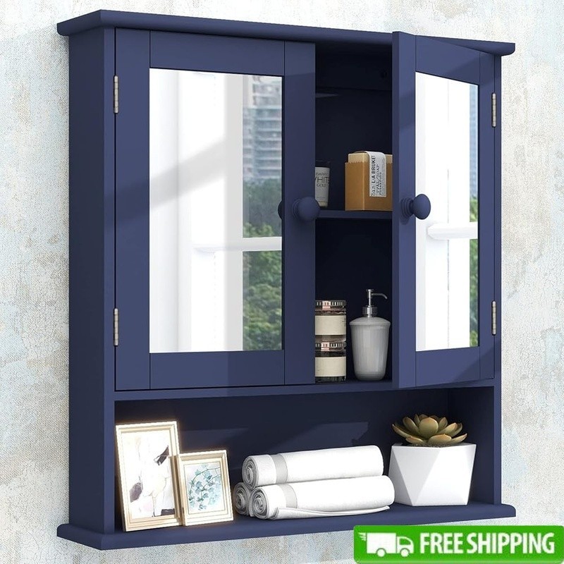 Bathroom Wall Cabinet W/ Mirror Adjustable Shelf Space Saving Storage Organizer