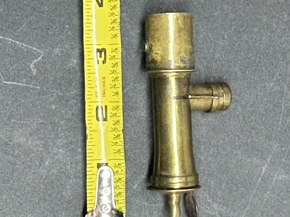 Vintage Solid Brass Irish Bag Shot Black Powder Flask Spout Muzzleloading