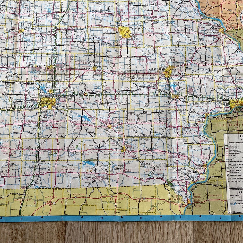 1977 Iowa State Transportation Map Highway Road Map