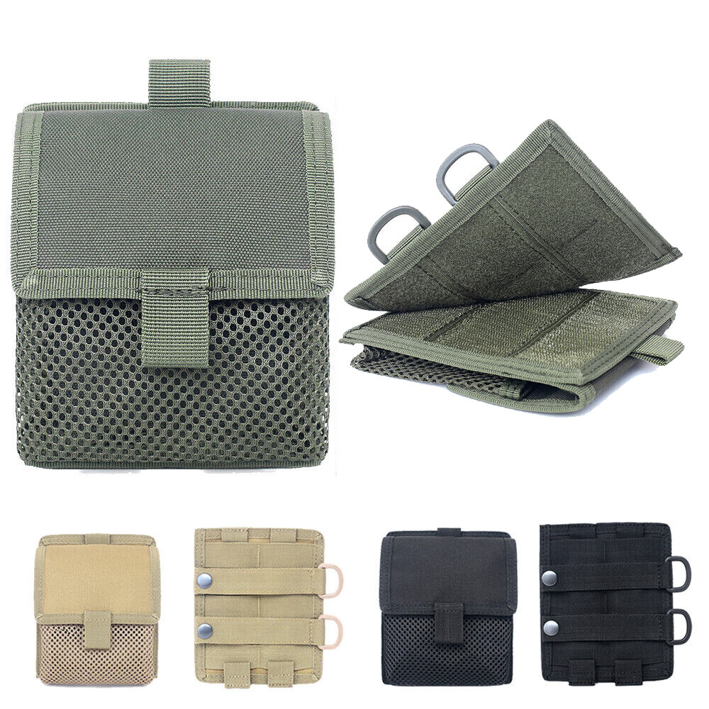 Hook & Loop Panel MOLLE Patch Converter Adapter with Tactical Mesh Pouch Kit Bag