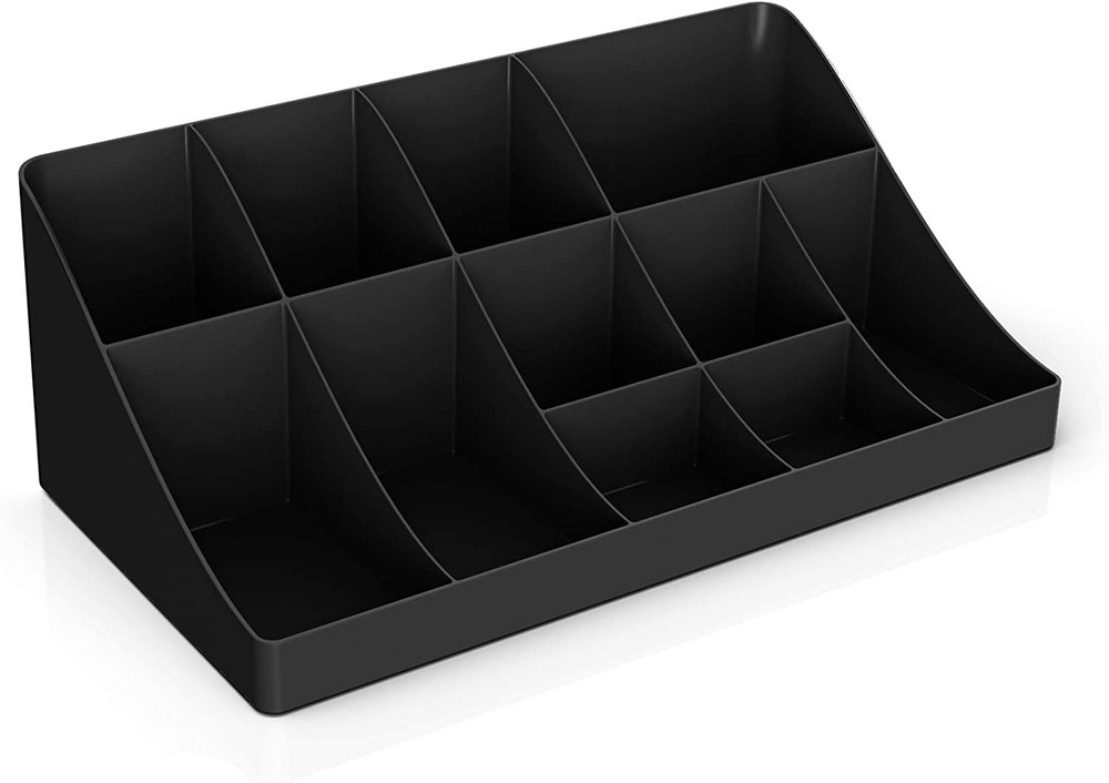 Coffee Condiment Organizer Compartment Breakroom Plastic Black NEW