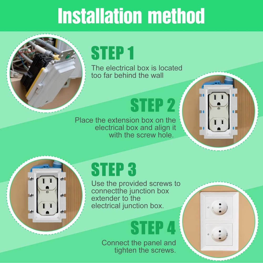 5Pcs BE3-3 Electrical Box Extender with 30Pcs Screws, Outlet 5Pcs, White