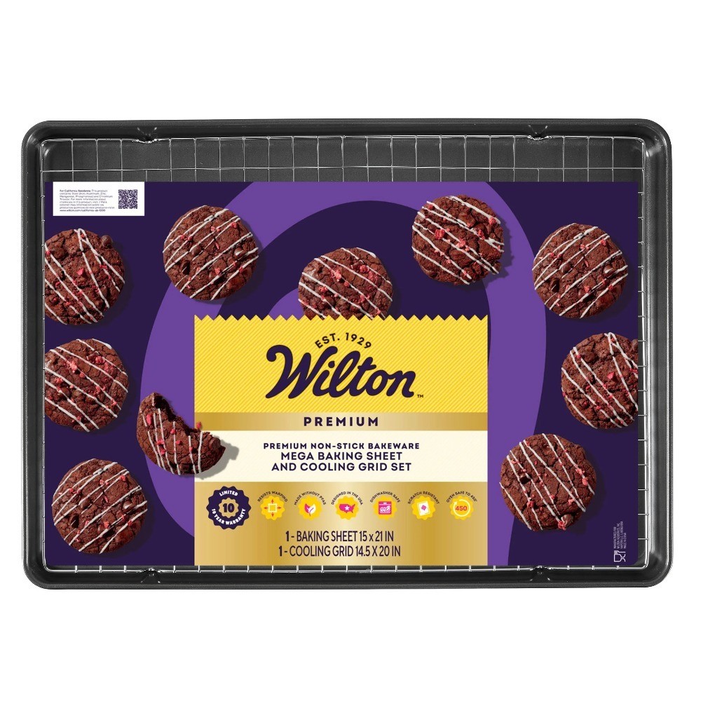 Premium Bakeware Set Non-Stick Mega Cookie Sheet 21x15 & Cooling Rack for