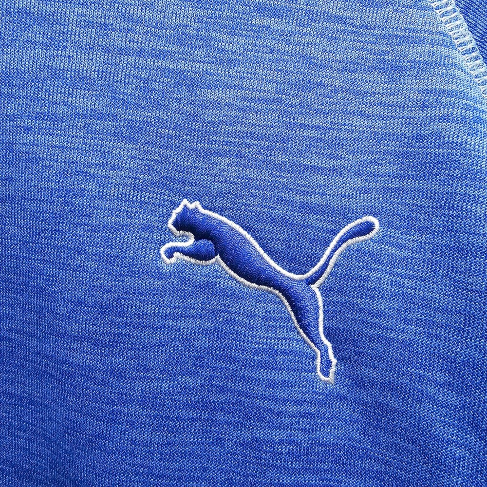 Puma Golf Mens Blue Heathered Quarter Zip Pullover Performance Shirt Large